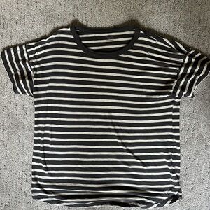Madewell Charcoal and White Striped Short Sleeve Tee size large